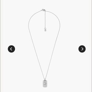 NWT Michael Kors Sterling Silver Pavé Dog Tag Necklace